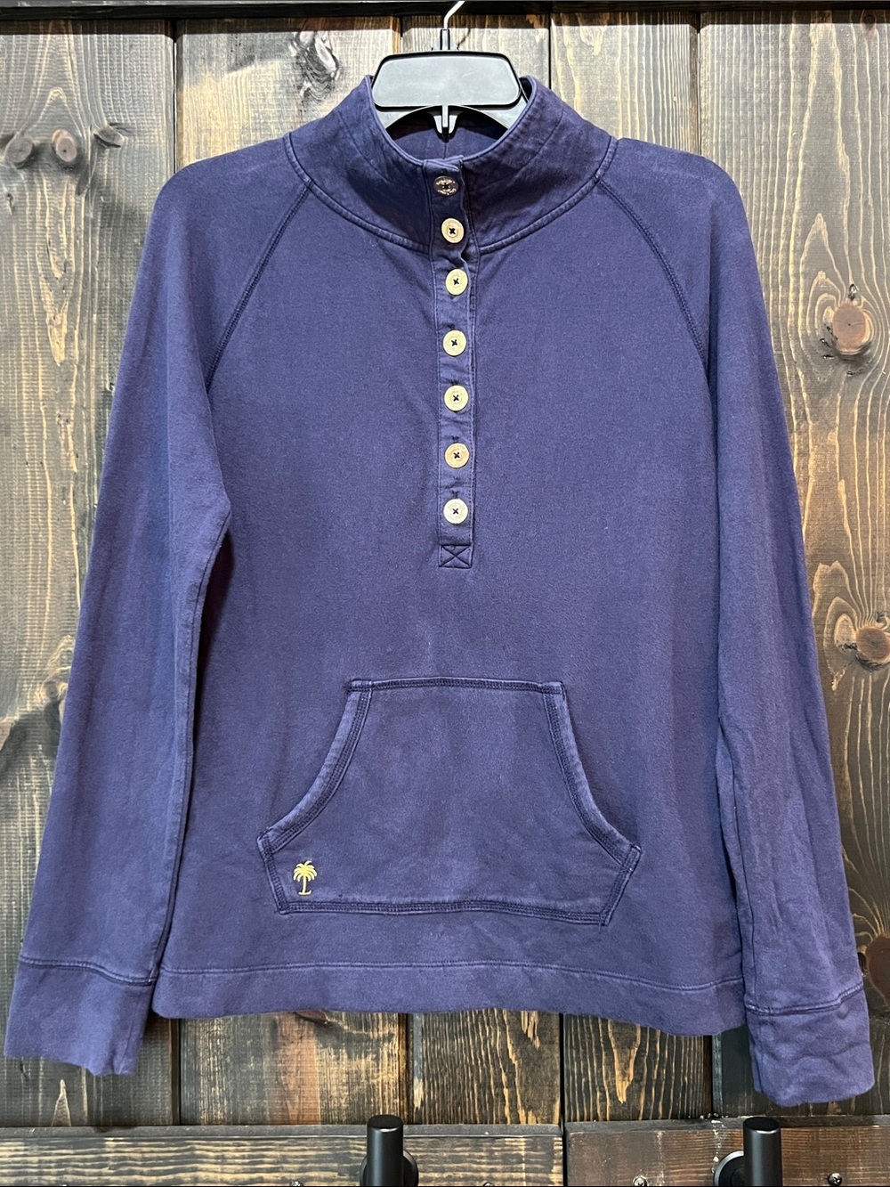 Lilly Pulitzer Navy Blue Captain Popover Sweatshirt S Pullover Preppy Coastal